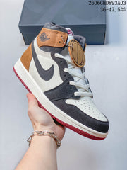 Nike Air Jordan 1 Retro High OG Sneakers – White, Gray & Brown