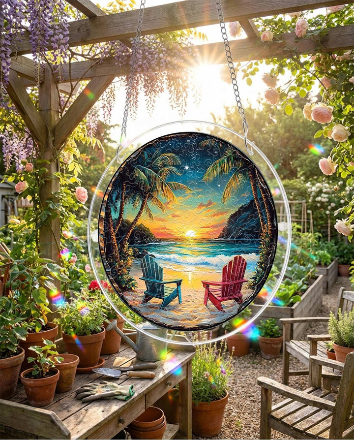 Tools & Hardware Acrylic Jigsaw Puzzle Suncatcher - Tropical Sunset