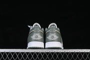 Air Jordan 1 Low Sneakers in White and Olive Green