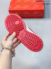Nike SB Dunk Low Sneakers in White, Gray and Red