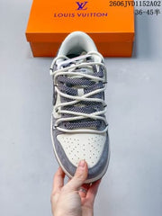 Louis Vuitton x Nike Dunk Low Sneakers White Gray Graffiti