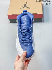 Jordan Air Jordan 12 High-Top Basketball Shoes, Blue and White