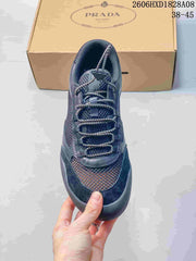 Prada Dark Blue Mesh Lace-Up Sneakers
