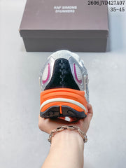 Raf Simons Cylon-21 Low-Top Sneakers, Silver and Orange