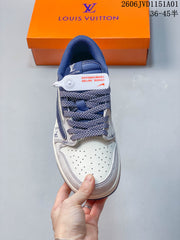 Air Jordan 1 Low Blue and White Patterned Sneakers