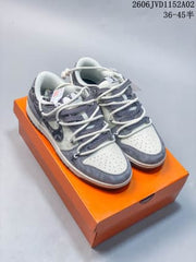 Louis Vuitton x Nike Dunk Low Sneakers White Gray Graffiti