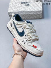 Nike SB Dunk Low x The North Face Sneakers, White and Navy