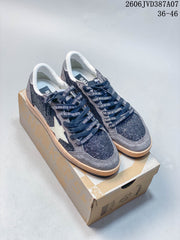 Golden Goose Super-Star Low-Top Sneakers in Gray Glitter