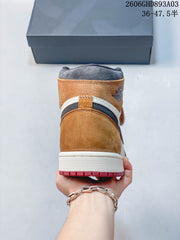 Nike Air Jordan 1 Retro High OG Sneakers – White, Gray & Brown