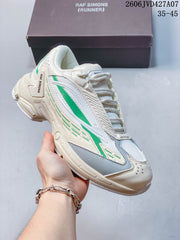 Raf Simons Cylon-21 Low-Top Sneakers in Cream and Green