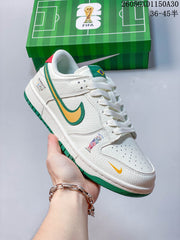Nike Dunk Low World Cup-Inspired Sneakers in White and Green