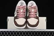 Nike SB Dunk Low Supreme-Style Sneakers in White and Brown