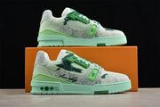 Louis Vuitton Low-Top Sneakers in Mint Green and Monogram Print