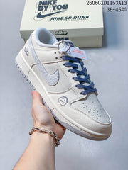 Nike Dunk Low Cream and Blue Low-Top Sneakers