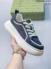 Gucci Screener GG Low-Top Sneakers, Navy and Beige