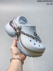 Crocs Classic Platform Clogs with Decorative Charms, White