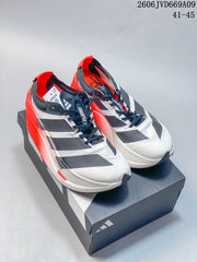 adidas Adizero Dropset Elite Running Shoes, White/Black/Red, LA6218