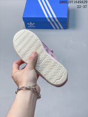 Adidas Three-Stripe Kids Sneakers in Pink with Hook-and-Loop Straps