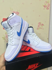 Jordan Air Jordan 1 High White and Royal Blue Sneakers