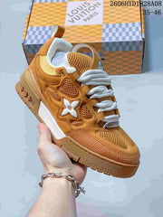 Louis Vuitton Trainer Brown Mesh-Panel Sneakers