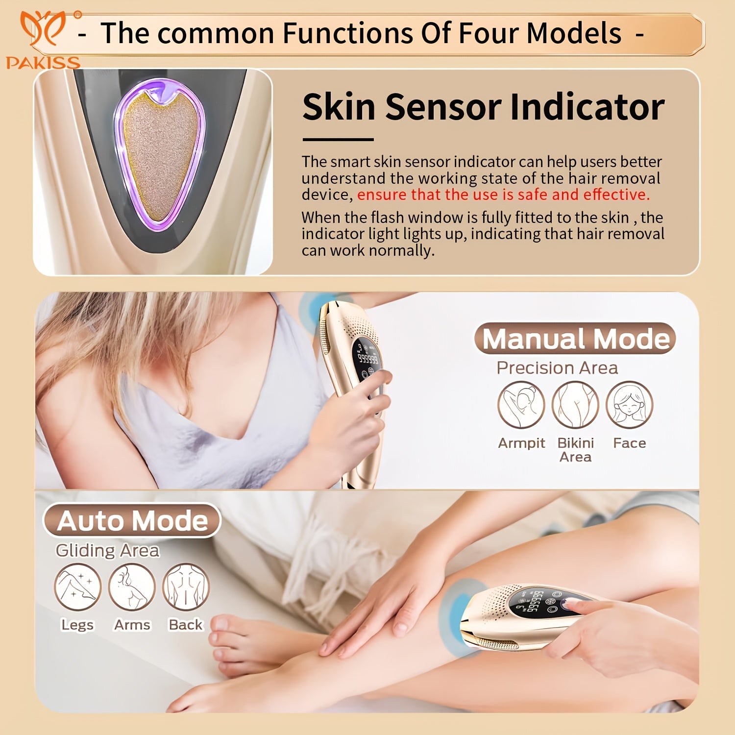 Limited Edition IPL Hair Removal Device for full body use - at-home Painless Permanent hair Remover with 3 Modes, 9 Levels, Ice Cooling Technology & Light Beige Adaptation, Portable IPL system (IPL Suitable for all Light Beige Types)