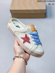 Golden Goose Super-Star White Sneakers with Red Glitter Star
