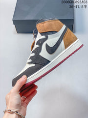 Nike Air Jordan 1 Retro High OG Sneakers – White, Gray & Brown