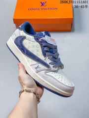 Air Jordan 1 Low Blue and White Patterned Sneakers