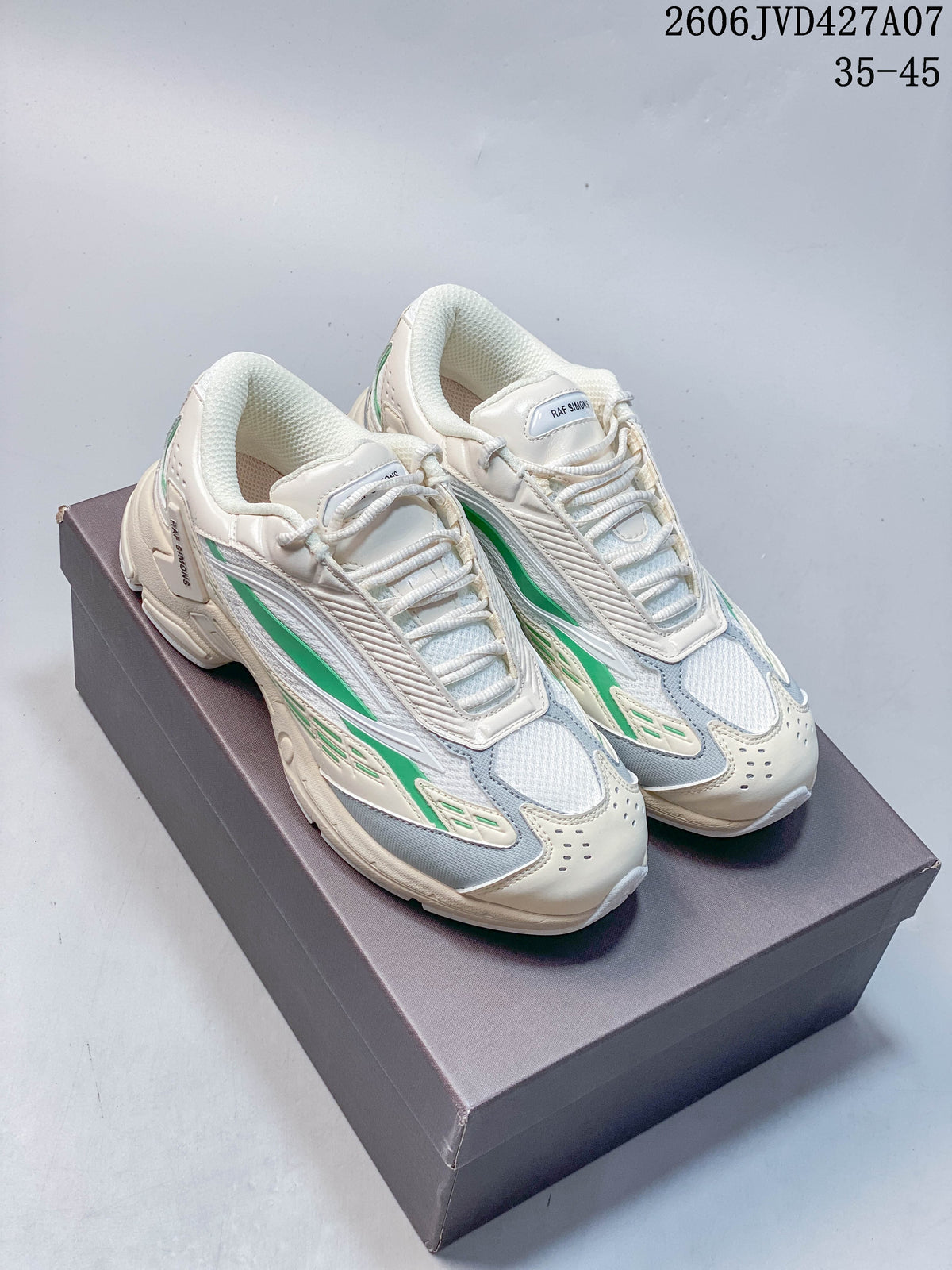 Raf Simons Cylon-21 Low-Top Sneakers in Cream and Green