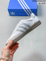 adidas Samba OG White and Silver Low-Top Sneakers