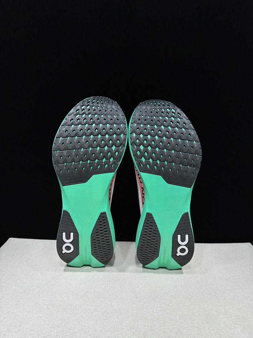 On Cloudboom Strike LS Running Shoes, White Pink Green