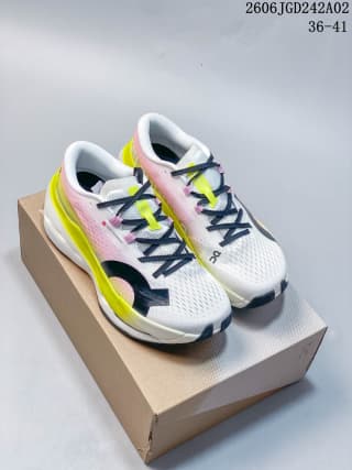 On Cloudboom Max Running Sneakers White Pink Neon Yellow