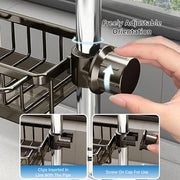Kitchen Sink Faucet Sponge Holder – Space Aluminum, Rustproof, Fast-Drain, Hook Design
