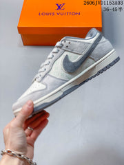 Nike Dunk Low Double Swoosh Sneakers in Grey and White