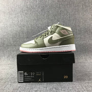Air Jordan 1 Mid GG Sneakers in Olive Green and White