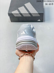 Adidas Barricade 13 Tennis Shoes, White and Silver