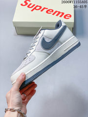 Nike Air Force 1 Low '07 x Supreme White Slate Blue Sneakers