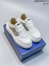 Dior White Logo-Pattern Panel Platform Sneakers