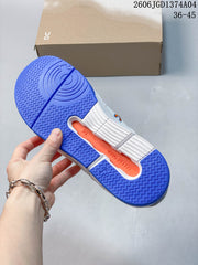 On THE Roger Clubhouse Sneakers in White, Blue and Orange