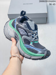 Balenciaga Hamptons Worn-Out Sneakers, Gray and Green