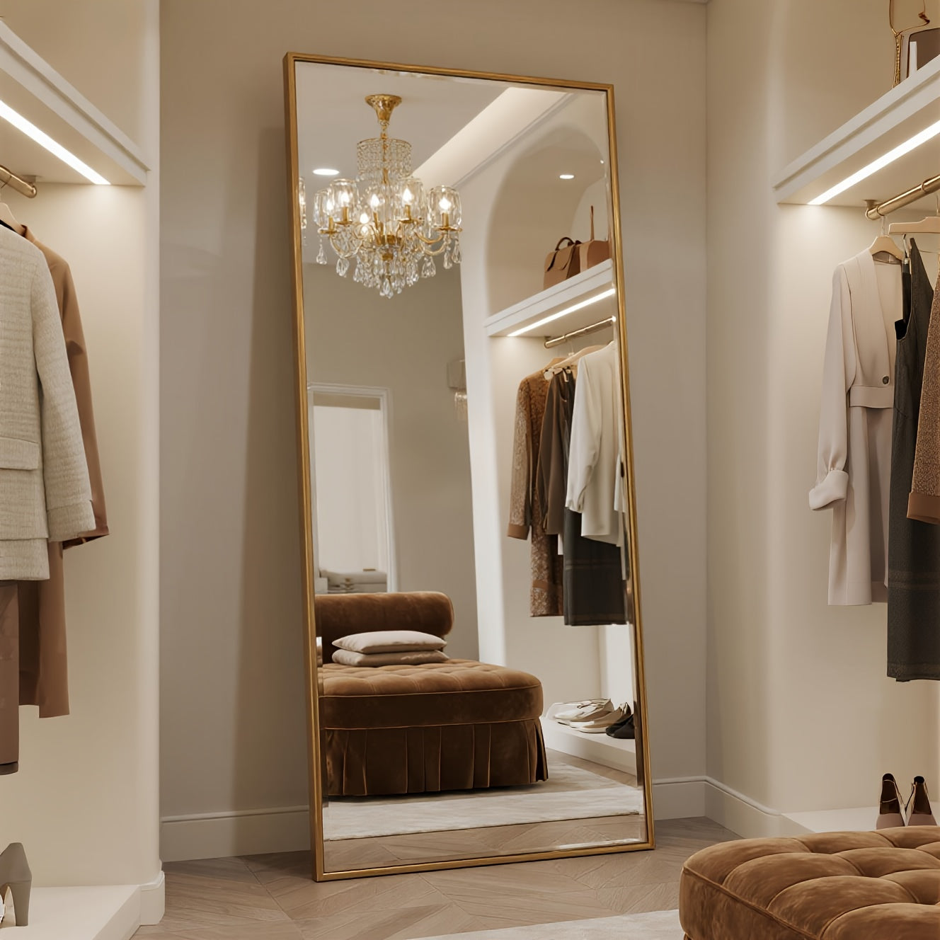 Full Length Mirror, 69x24 Inch\u002F 56x15 Inch Large Floor Length Mirror, Long Free Standing Mirror with Stands, Wall Mounted Bathroom Mirror Leaning Against Wall, Vertically Horizontally Home Decor for Bedroom, Living Room, Hallway, Entryway