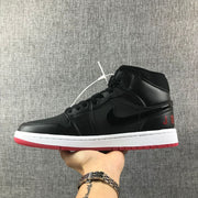 Air Jordan 1 Mid Black Red White High-Top Sneakers