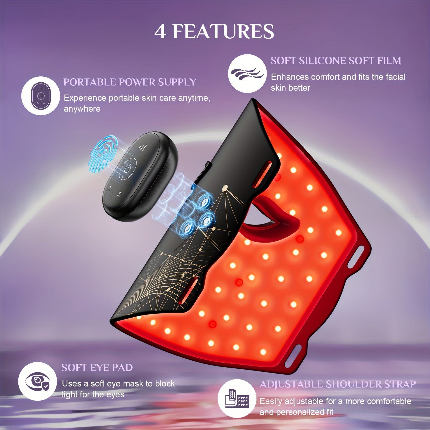 Fda Cleared FOLOKE Red Light Mask, Luminous Wireless LED Mask Light , Near Infrared Red Light (NIR), Body Beauty Machine For Home Care