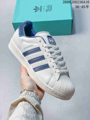 Adidas Originals Superstar White and Blue Sneakers