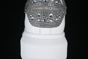 Alexander McQueen White Leather-Style Sneakers with Crystal Heel