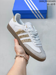 adidas Samba OG White and Gold Low-Top Sneakers D265A05