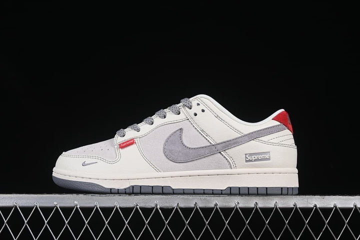 Nike SB Dunk Low Supreme Sneakers White Grey Red BB7518-025