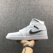 Air Jordan 1 Mid White Silver Sneakers 554724-105