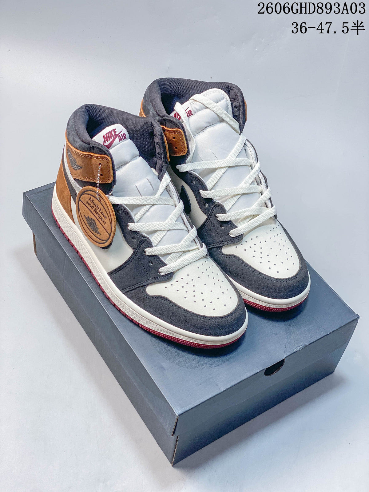 Nike Air Jordan 1 Retro High OG Sneakers – White, Gray & Brown