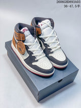 Nike Air Jordan 1 Retro High OG Sneakers – White, Gray & Brown